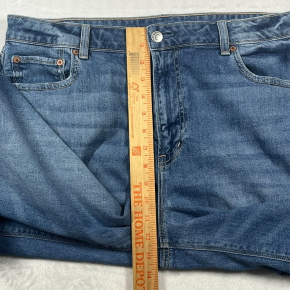 American Eagle Super High Rise Baggy Wide Leg Jeans Womens 14 Light Wash Stretch - Picture 14 of 16